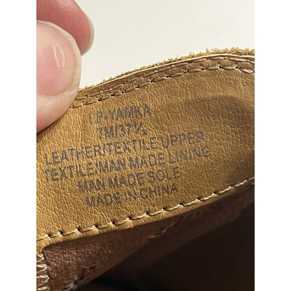 Lucky Brand Yamina Booties Wedge Tan Brown Leather Suede Women’s Sz 7M - Picture 10 of 12